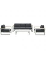 Plaza loungeset 4-delig - wit - teaklook