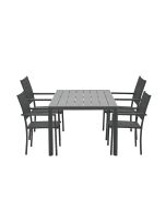 Moon tuinset 5-delig donker grijs - Adana tuintafel 180x100 cm