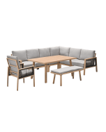 San Capri lounge dining set 7-delig rechts - light teak aluminium