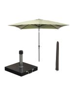 Lotus stokparasol 250x250 cm - olijf incl 40 kg Cosmo parasolvoet en parasolhoes