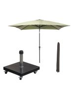 Lotus stokparasol 250x250 cm - olijf incl 40 kg Eureka parasolvoet en parasolhoes