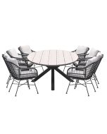 Lucas tuinset 9-delig - Tulli tuintafel ovaal 280x140 cm