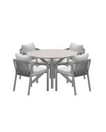 Tarera tuinset 5-delig dakar sand - Tulli tuintafel Ø122x75 cm - light teak vironwood