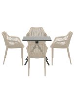 Air XL tuinset 5-delig taupe - Rimini tuintafel 80x80 cm