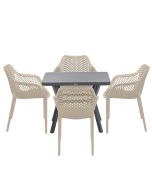 Air XL tuinset 5-delig taupe - Mina tuintafel 90x90 cm