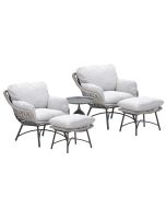 Selene loungestoelen taupe - Mati bijzettafel Ø50x48 cm