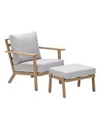 Ariane loungestoel natural teak look incl voetenbank
