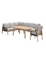 San Capri lounge dining set 6-delig incl. stoel - light teak aluminium