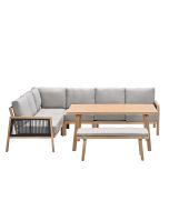 San Capri lounge dining set 6-delig - light teak aluminium