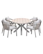 Tarera tuinset 7-delig dakar sand - Tulli tuintafel 220x115 cm - light teak vironwood