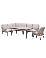 Kalibo lounge dining set 6-delig links incl stoel - desert sand
