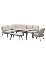 Kalibo lounge dining set 7-delig links - desert sand