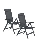 Santana tuinstoel verstelbaar donker grijs - 2 stuks
