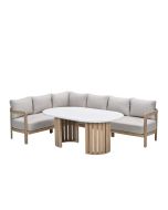 Sirocco lounge dining set 3-delig links - acacia - grey sand
