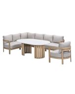 Sirocco lounge dining set 4-delig links - acacia - grey sand