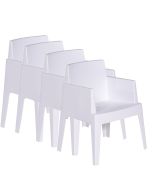 Garden Impressions Tuinstoel Box wit - 4 stuks Kunststof