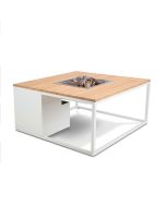 Cosiloft lounge vuurtafel 100 cm wit - teak top