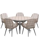 Kalibo tuinset 6-delig - Tulli tuintafel Ø148x75 cm - light teak vironwood