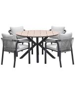 Tarera tuinset 5-delig taupe - Tulli tuintafel Ø122x75 cm - light teak vironwood
