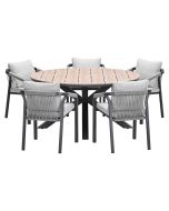 Tarera tuinset 6-delig taupe - Tulli tuintafel Ø148x75 cm - light teak vironwood