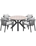 Tarera tuinset 5-delig taupe - Tulli tuintafel 180x115 cm - light teak vironwood