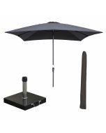 Lotus stokparasol 250x250 cm donker grijs incl 40 kg Cosmo parasolvoet en parasolhoes