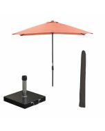 Lotus stokparasol 250x250 cm - koper incl 40 kg Cosmo parasolvoet en parasolhoes