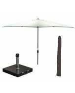 Lotus stokparasol 250x250 cm - olijf incl 40 kg Cosmo parasolvoet en parasolhoes