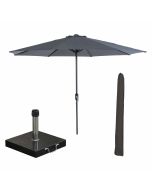 Lotus stokparasol Ø300 cm - donker grijs incl 40 kg Cosmo parasolvoet en parasolhoes