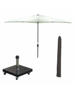 Lotus stokparasol 250x250 cm - olijf incl 40 kg Eureka parasolvoet en parasolhoes