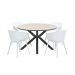 Lexy tuinset 5-delig wit - Tulli tuintafel licht bruin Ø122 cm