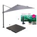 Hawaii zweefparasol 300x300 cm donker grijs/licht grijs met 90 kg parasolvoet en parasolhoes