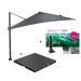 Hawaii zweefparasol 300x300 cm donker grijs/zwart met 90 kg parasolvoet en parasolhoes