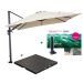 Hawaii zweefparasol 300x300 cm donker grijs/ecru met 90 kg parasolvoet en parasolhoes