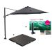 Hawaii zweefparasol Ø350 cm donker grijs/zwart met 90 kg parasolvoet en parasolhoes