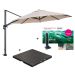 Hawaii zweefparasol Ø350 cm donker grijs/ecru met 90 kg parasolvoet en parasolhoes