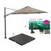 Hawaii zweefparasol Ø350 cm donker grijs/taupe met 90 kg parasolvoet en parasolhoes