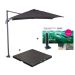 Hawaii zweefparasol S 250x250 - donker grijs/zwart met 60 kg parasolvoet en parasolhoes