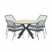 Ross tuinset 5-delig mosgroen - Tulli tuintafel Ø122x75 cm light teak look