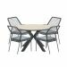 Ross tuinset 5-delig zwart - Tulli tuintafel Ø122x75 cm light teak look
