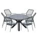 Ross tuinset 7-delig zwart - Tulli tuintafel ovaal 220x115 cm grey teak look