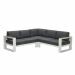 Plaza lounge hoekset 3-delig wit - teak look