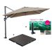 Hawaii zweefparasol 300x300 cm donker grijs/taupe met 90 kg parasolvoet en parasolhoes