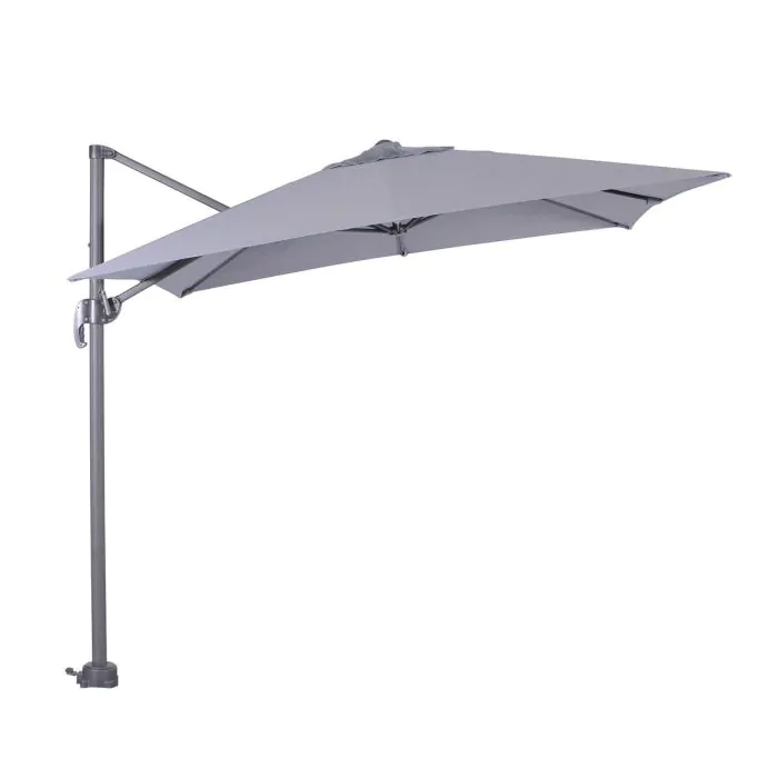 Hawaii zweefparasol S 250x250 - donker grijs/licht grijs met 60 kg parasolvoet en parasolhoes