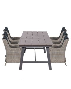 Marbella tuinset 7-delig vintage willow - Moreno tuintafel 250x100 cm