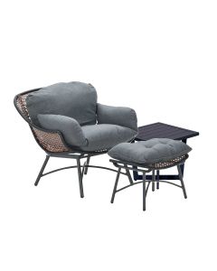 Selene loungestoel incl. voetenbank koper/mystic grey en Kent bijzettafel donkergrijs