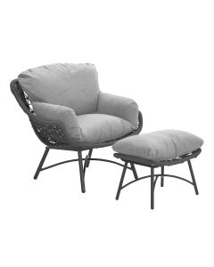 Selene relax loungestoel incl. voetenbank - zwart