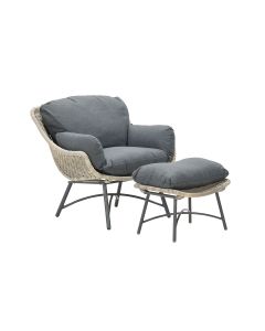 Selene relax fauteuil + voetenbank bruin