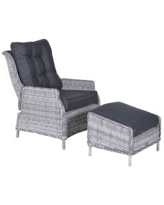 Garden Impressions Santa Rosa relaxfauteuil +voetenbank licht grijs Wicker