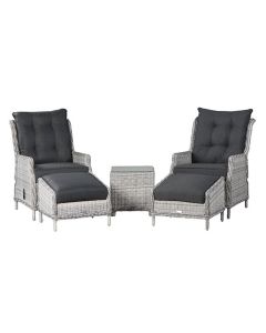 Santa Rosa relax stoelen incl. voetenbank en bijzettafel - licht grijs